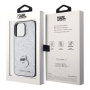 Чехол Karl Lagerfeld Fixed glitters NFT Choupette Metal pin Hard для iPhone 15 Pro Max, Silver