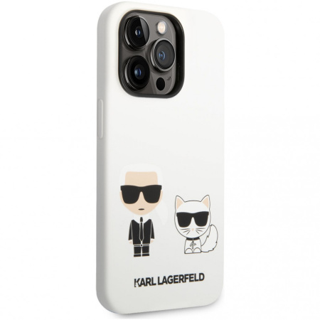 Чехол CG Mobile Karl Lagerfeld Liquid silicone Karl & Choupette Hard для iPhone 14 Pro, цвет Белый