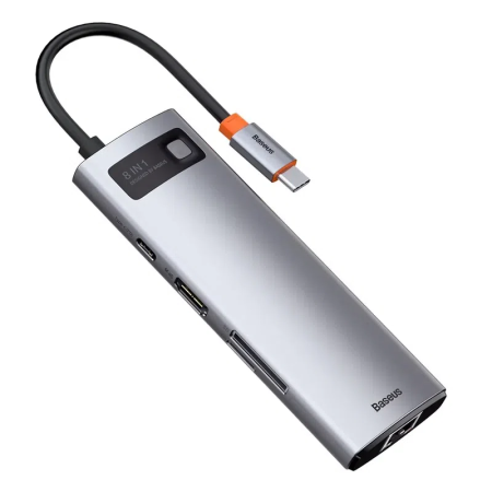 Хаб Baseus Metal Gleam Series 8-in-1 Multifunctional Type-C HUB Docking Station (WKWG050013)