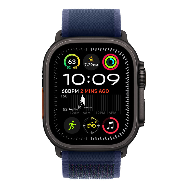 Apple Watch Ultra 2 (2024), 49 мм корпус из титана цвета «Black», ремешок Trail Loop цвета «Blue»