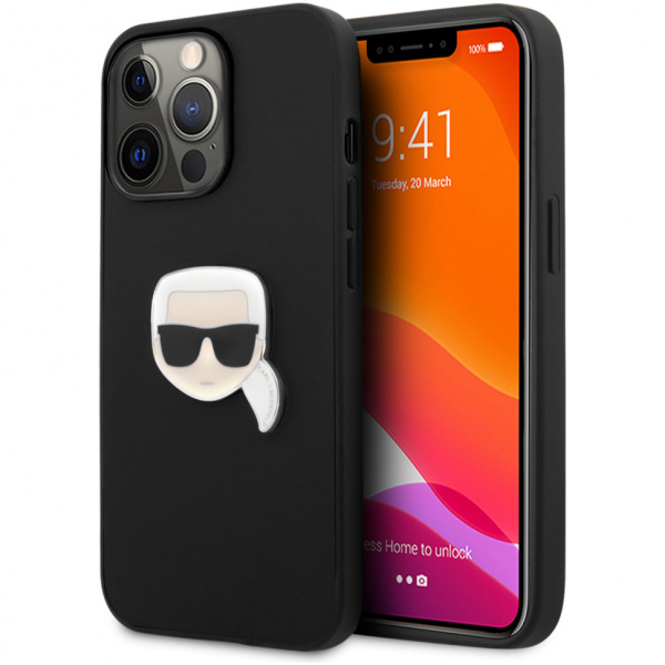 Чехол CG Mobile Karl Lagerfeld Karl's head Patch (metal) Hard для iPhone 13 Pro Max, цвет Черный (KLHCP13XPKMK)