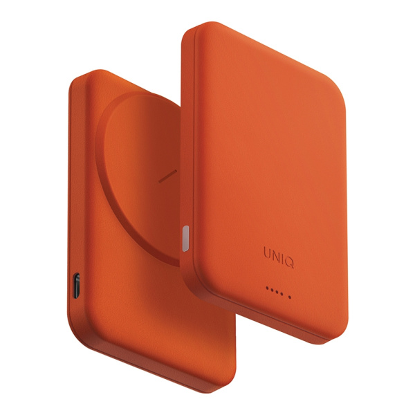Внешний аккумулятор Uniq Lyden Lexa 5000W Magnetic wireless 15W USB-C PD 20W Flame Orange