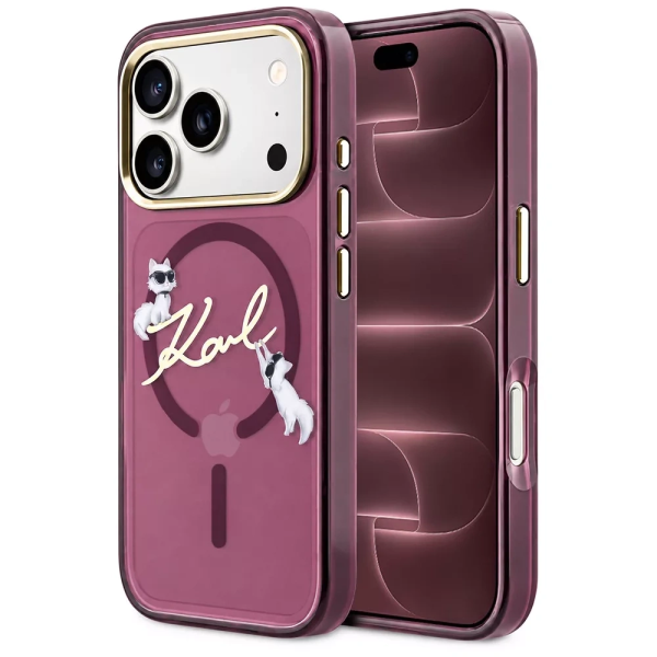Чехол Lagerfeld IML Choupettes OnLogo Met Cam Hard Burgund(MagSafe) для iPhone 18 Pro Max/17 Pro Max