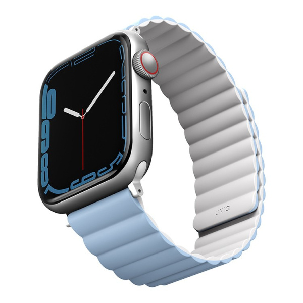 Ремешок Uniq Revix reversible Magnetic для Apple Watch 45/44/42mm, White/Blue (45MM-REVWHTBLU)