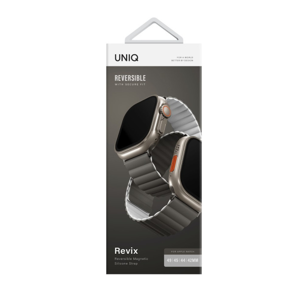 Ремешок Uniq Revix reversible Magnetic для Apple Watch 49/45/44/42 mm, цвет Grey/White (49MM-REVDWHTCGRY)