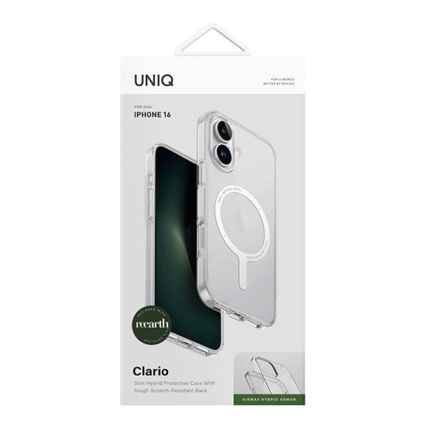 Чехол Uniq Clario Clear (MagSafe) для iPhone 16, прозрачный