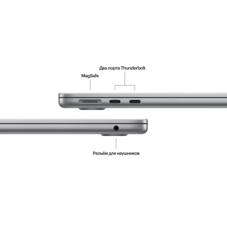 Ноутбук Apple MacBook Air 13" (M3, 8C CPU/10C GPU, 2024), 8 ГБ, 512 ГБ SSD, «серый космос» (MRXP3)