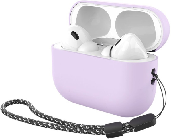 Силиконовый чехол c ремешком Deppa для AirPods Pro 2, Lavender (47342)