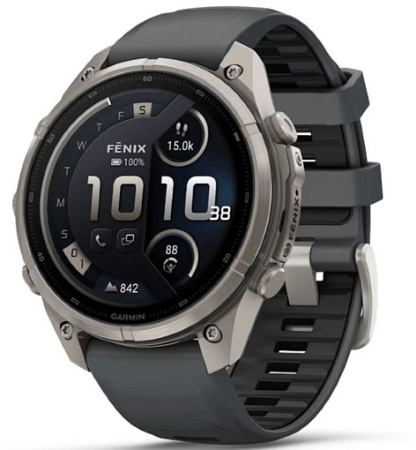 Умные часы Garmin Fenix 9 Pro AMOLED 47мм, Titanium with Graphite/Black Silicone Band