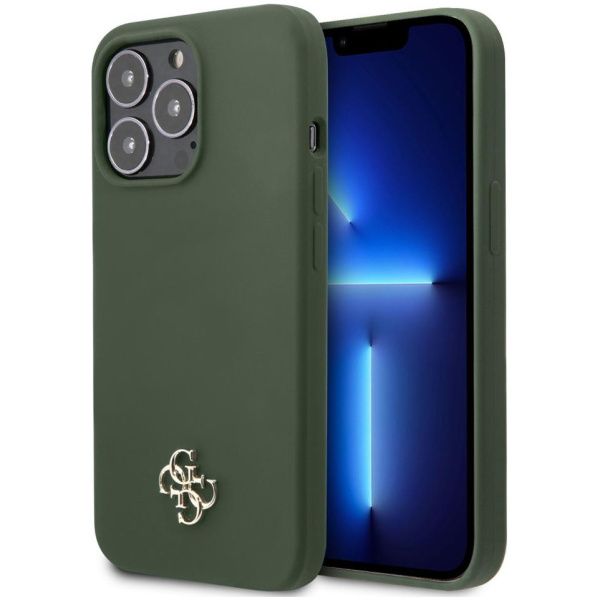 Чехол CG Mobile Guess Liquid silicone 4G Small metal logo Hard для iPhone 13 Pro, цвет Зеленый (GUHCP13LS4LA)