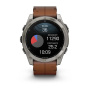 Смарт часы Garmin Fenix 8, 51 мм, AMOLED, Sapphire bare Titanium, black with chestnut leather band plus graphite silicone band