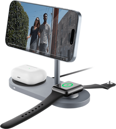 Беспроводное зарядное устройство uBear  Stage 3in1 Magnetic wireless charger, цвет: серый (WL07SG31-AD)