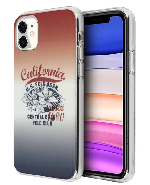 Чехол U.S. Polo Assn. для iPhone 11 PC/TPU Gradient California Hard Blue/Red, цвет Синий красный