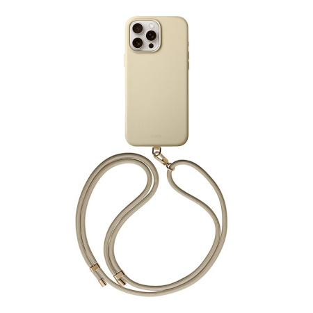 Чехол Uniq кожаный со шнурком COEHL MUSE Cream (MagSafe) для iPhone 16 Pro Max