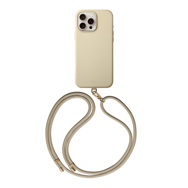 Чехол Uniq кожаный со шнурком COEHL MUSE Cream (MagSafe) для iPhone 16 Pro Max