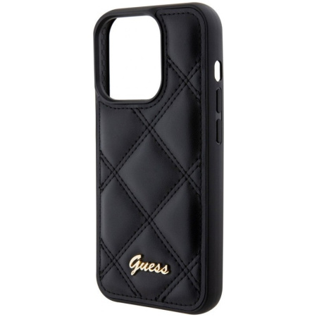 Чехол Guess PU Quilted with Script metal logo Hard для iPhone 15 Pro Max, цвет Черный