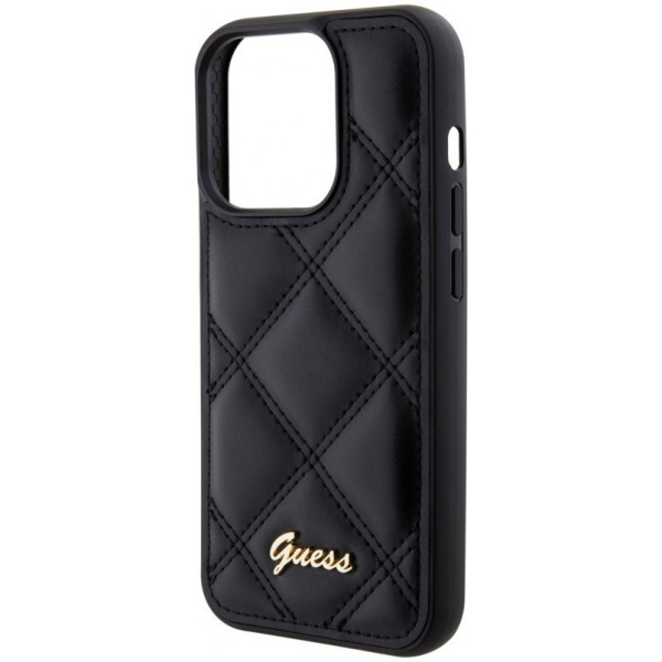 Чехол Guess PU Quilted with Script metal logo Hard для iPhone 15 Pro Max, цвет Черный