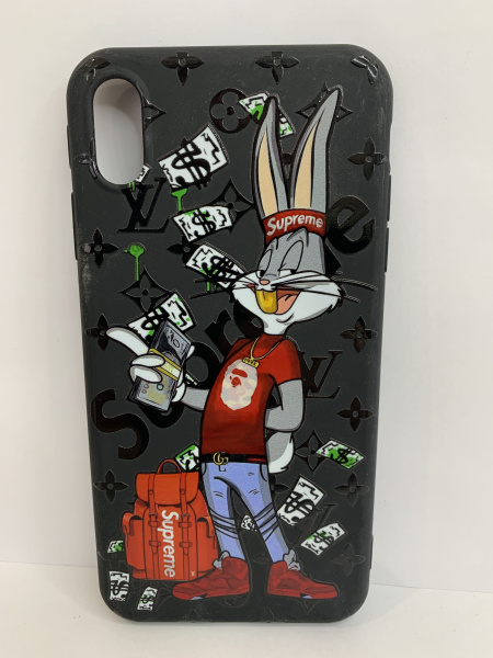 Чехол силиконовый для iPhone XS MAX Supremeparty bunny 4, цвет Черный