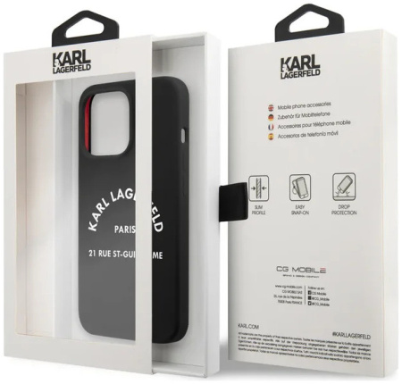 Чехол CG Mobile Karl Lagerfeld Liquid silicone RSG logo Hard для iPhone 13 Pro Max, цвет Черный (KLHCP13XSLSGRBK)