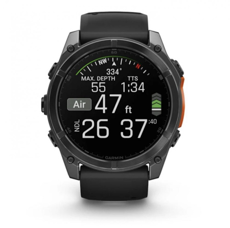 Смарт часы Garmin Fenix 8, 51 мм, AMOLED, Slate Gray with black silicone band
