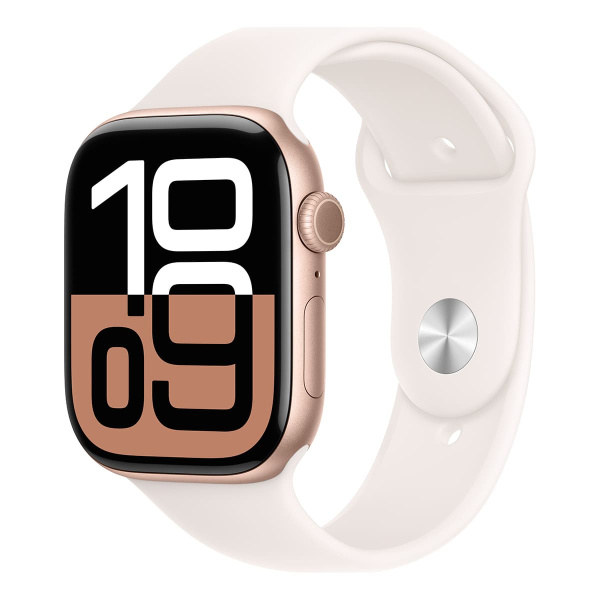 Apple Watch Series 10, 42 мм корпус из алюминия цвета «Rose Gold», ремешок Sport Band «Light Blush»