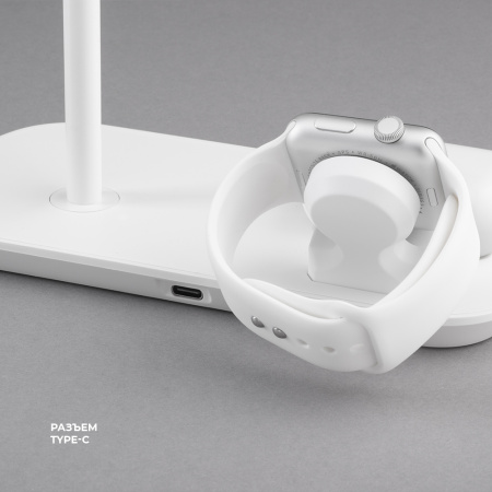 Беспроводная зарядная станция Deppa 3 в 1 MagSafe iPhone, Apple Watch, Airpods, белая (23155)