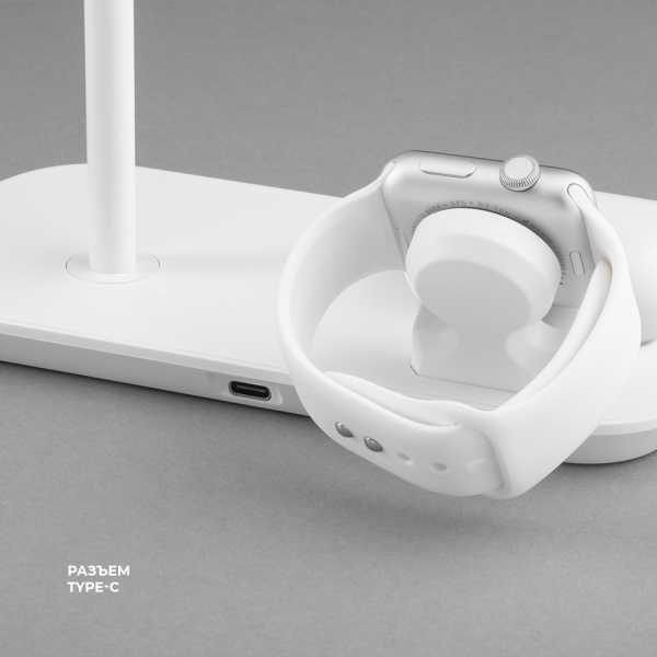 Беспроводная зарядная станция Deppa 3 в 1 MagSafe iPhone, Apple Watch, Airpods, белая (23155)