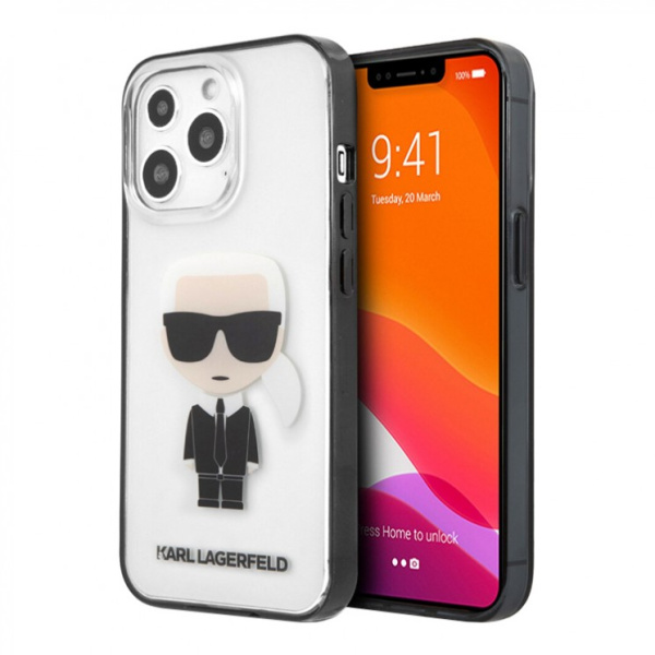 Чехол CG Mobile Karl Lagerfeld PC/TPU Ikonik Karl Hard для iPhone 13 Pro Max, цвет Прозрачный/Черный (KLHCP13XHIKCK)