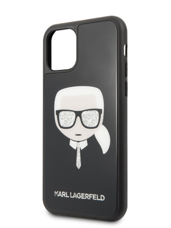 Чехол CG Mobile Karl Lagerfeld Double Layer Karl's Head Hard Glass для iPhone 11 Pro, цвет Черный (KLHCN58DLHBK)