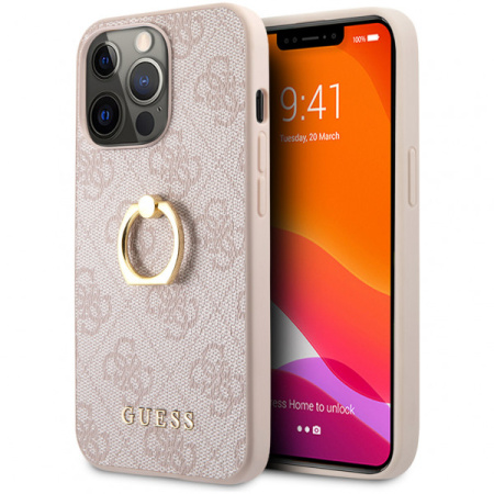 Чехол CG Mobile Guess PU 4G + Ring Hard для iPhone 14 Pro Max, цвет Розовый (GUHCP14X4GMRPI)