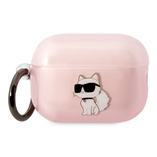 Чехол Karl Lagerfeld TPU with ring NFT Choupette Translucent для Airpods Pro 2 (2022), цвет розовый (KLAP2HNCHTCP)