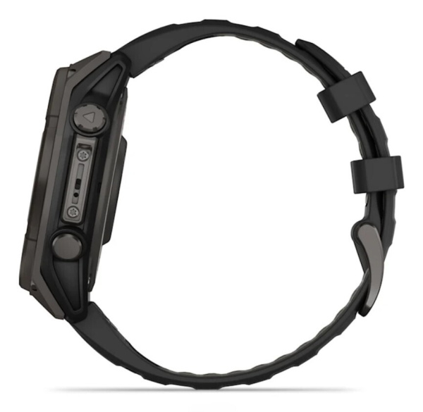 Смарт часы Garmin Fenix 8, 47 мм, Solar, Sapphire Carbon Gray DLC Titanium with Black/Pebble Gray Silicone