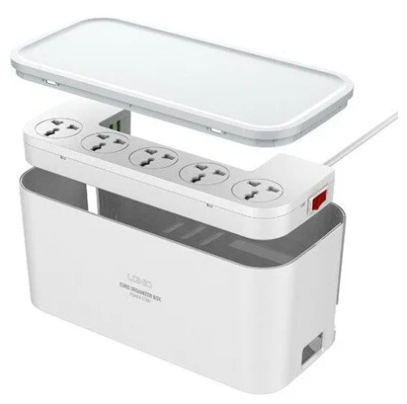 Сетевой фильтр в боксе LDNIO SN5310 Management Power Strip Box - 5 розеток, 2500W, 3 USB-A, 2м, версия EU (white)