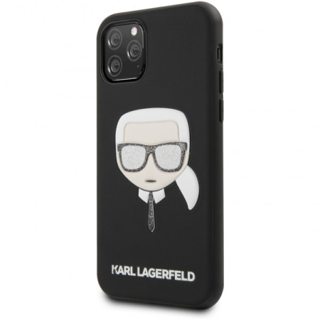 Чехол CG Mobile Karl Lagerfeld PU Leather Iconic Karl Hard Glitter для iPhone 11 Pro, цвет Черный (KLHCN58GLBK)