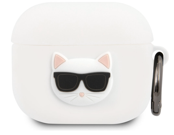 Чехол с карабином CG Mobile Karl Lagerfeld Silicone case with ring Choupette для AirPods 3, цвет Белый (KLACA3SILCHWH)