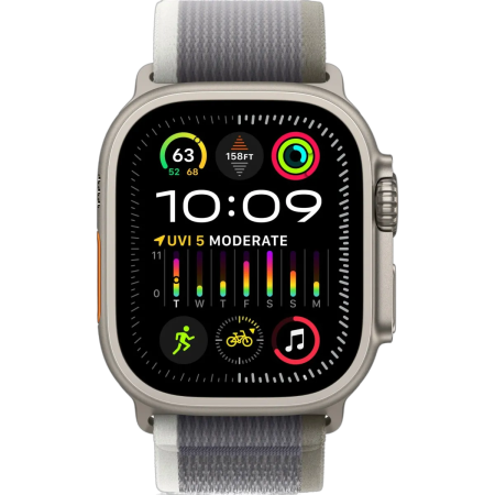 Apple Watch Ultra 2 49 мм корпус из титана ремешок Trail Loop зеленого/серого цвета