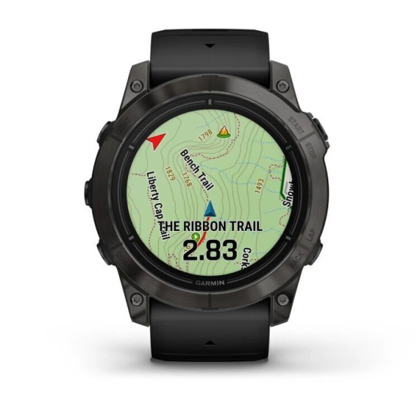 Смарт часы Garmin Epix Pro (Gen 2) Standard Edition 51 mm Slate Grey, титановый угольно-серый, DLC, черный силиконовый ремешок