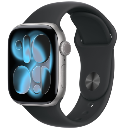 Apple Watch Series 11, 42 мм корпус из алюминия цвета «Space Gray», ремешок Sport Band цвета «Black»