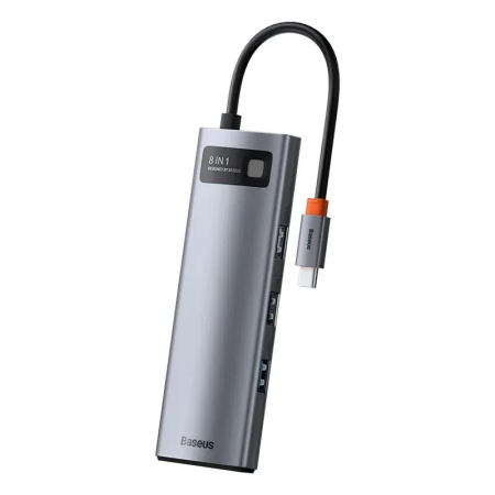 Хаб Baseus Metal Gleam Series 8-in-1 Multifunctional Type-C HUB Docking Station (WKWG050013)