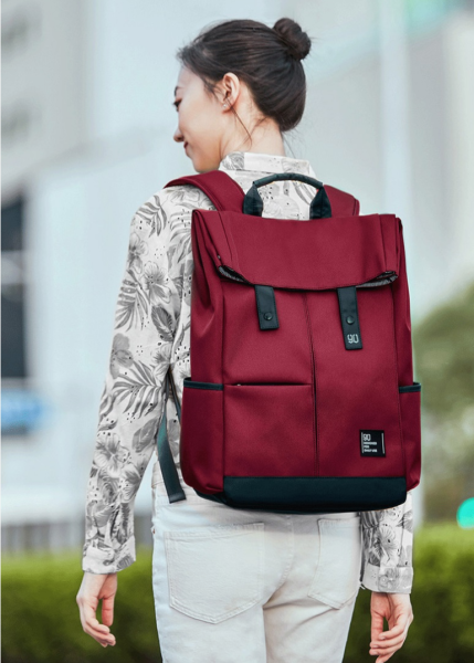Влагозащищенный рюкзак Xiaomi 90 Points Vibrant College Casual Backpack, Dark Red