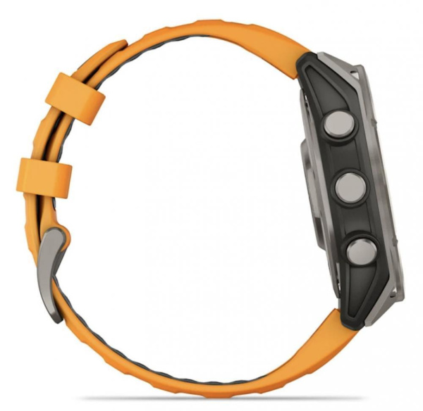 Смарт часы Garmin Fenix 8, 47 мм, AMOLED, Sapphire Titanium with spark orange/graphite silicone band