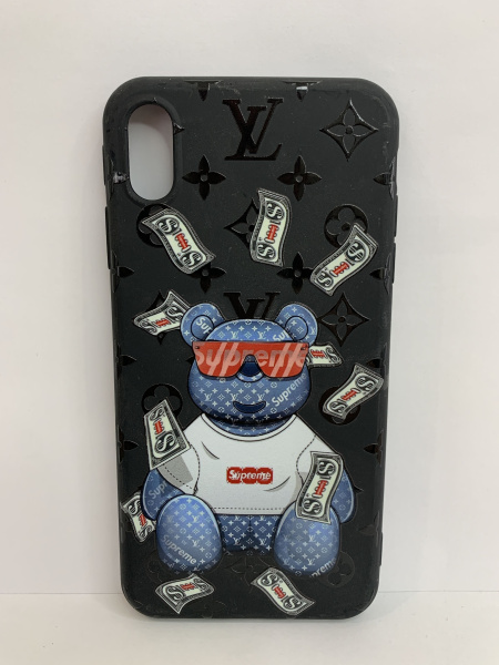 Чехол силиконовый для iPhone XS MAX Supremeparty bear, цвет Черный