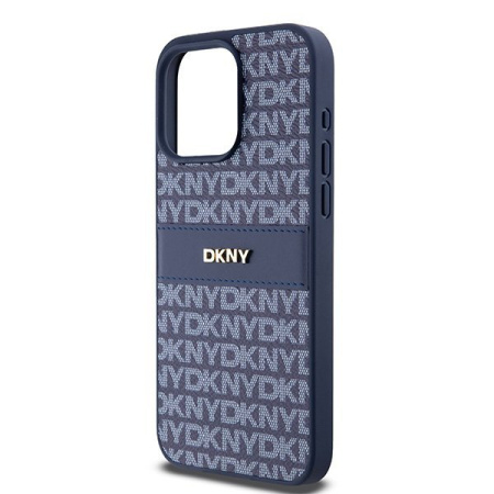 Чехол DKNY PU Repeat texture Tonal stripe Metal logo Hard Blue для iPhone 15 Pro Max, синий
