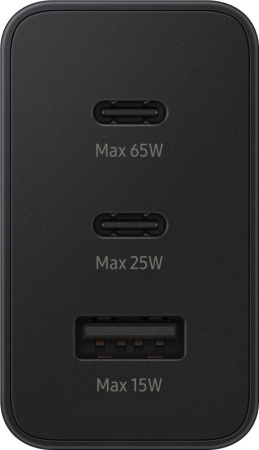 Сетевое зарядное устройство Samsung EP-T6530, USB-A, 2xUSB-C, 65Вт, 3A, черный