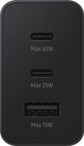 Сетевое зарядное устройство Samsung EP-T6530, USB-A, 2xUSB-C, 65Вт, 3A, черный