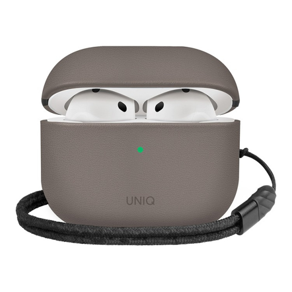Чехол Uniq Lyden Leatherette with handstrap Grey для Airpods 4