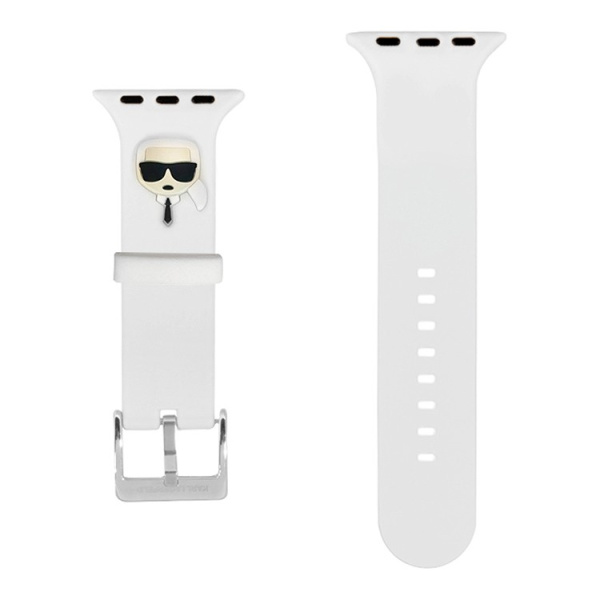 Ремешок Karl Lagerfeld Silicone Karl head для Apple Watch 45/44/42 mm, цвет белый (KLAWLSLKW)