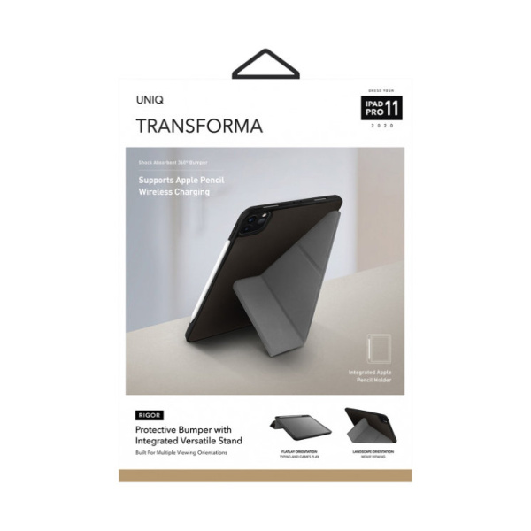 Чехол Uniq для iPad Pro 11 (2020) Transforma Rigor с отсеком для стилуса, серый (NPDP11(2020)-TRIGGRY)