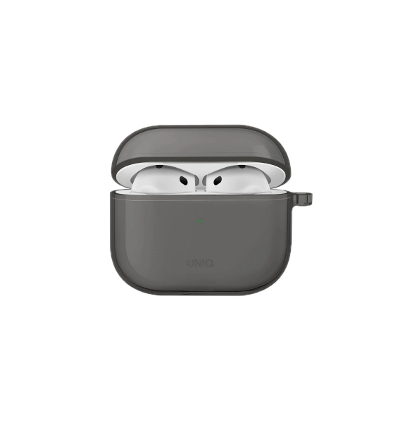 Чехол Uniq Glase TPU case with carabin Smoke Grey для Airpods 4, серый