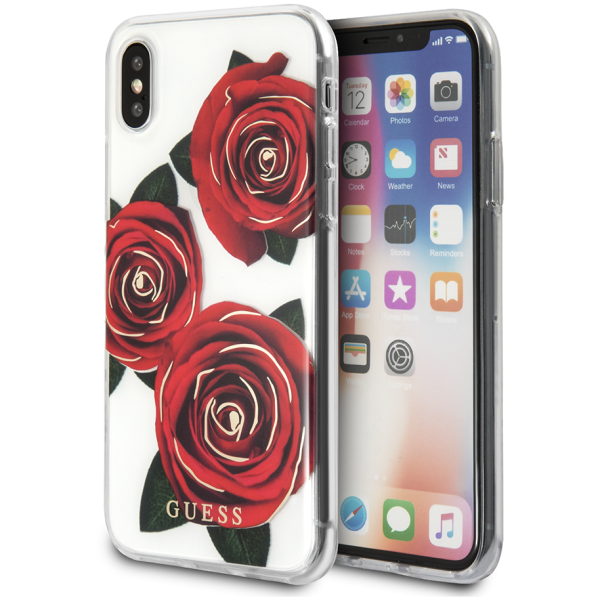 Чехол CG Mobile Guess Flower Desire Transparent Hard PC/Roses для iPhone X/XS, цвет Прозрачный красный (GUHCPXROSTR)